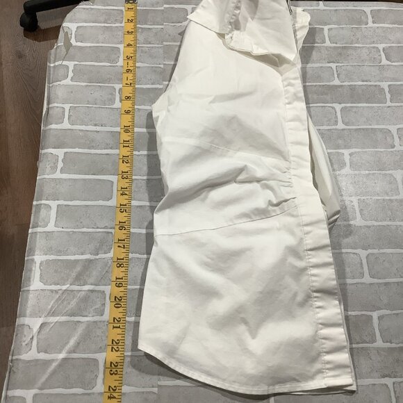 Banana‎ Republic Y2K Women's Babydoll Blouse Sz M White Stretch Collared Preppy - Picture 13 of 13